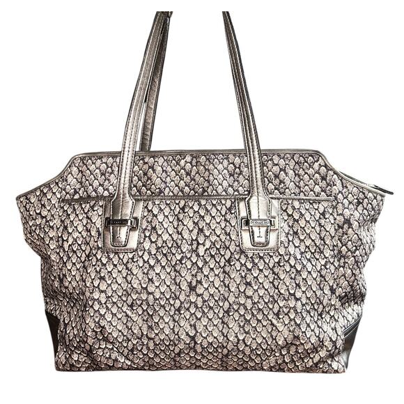 Coach Taylor Alexis Snakeskin Carryall Satchel Handbag Authenticated F26034] - Picture 4 of 14